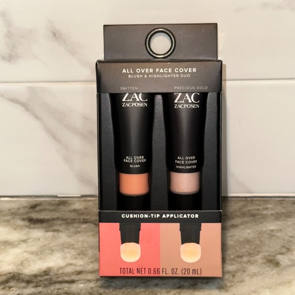 Zac Posen All Over Face Cover BLUSH & HIGHLIGHTER Duo Smitten & Precious Gold - Picture 1 of 5